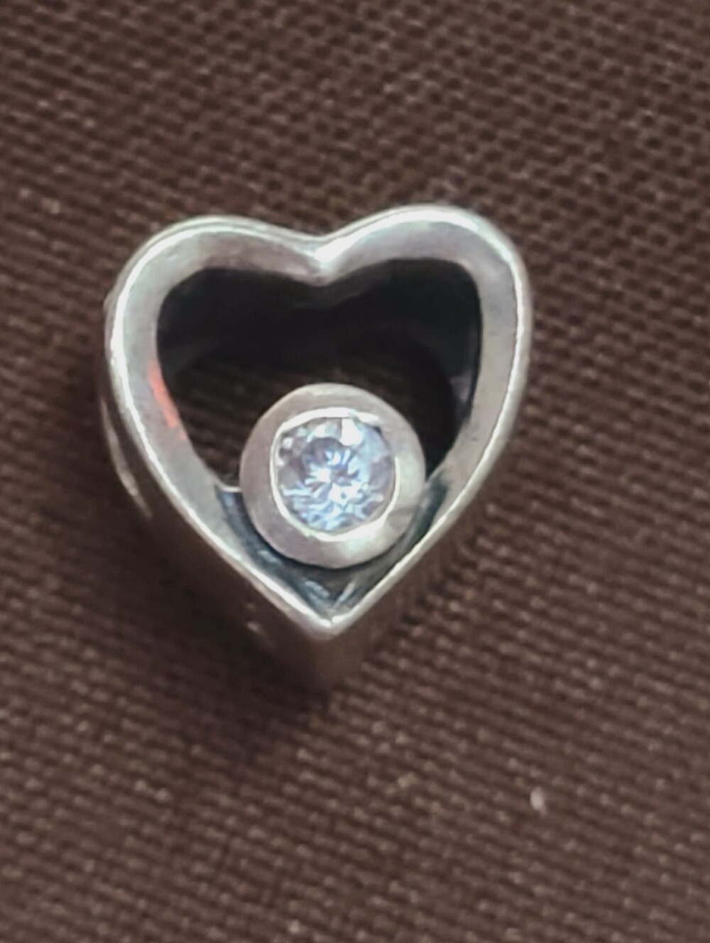 IBB Sterling Silver Heart Pendant with Clear Stone